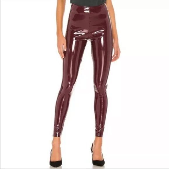 Commando Faux Patent Leather Leggings in Color Burgundy Size Large - Picture 1 of 11